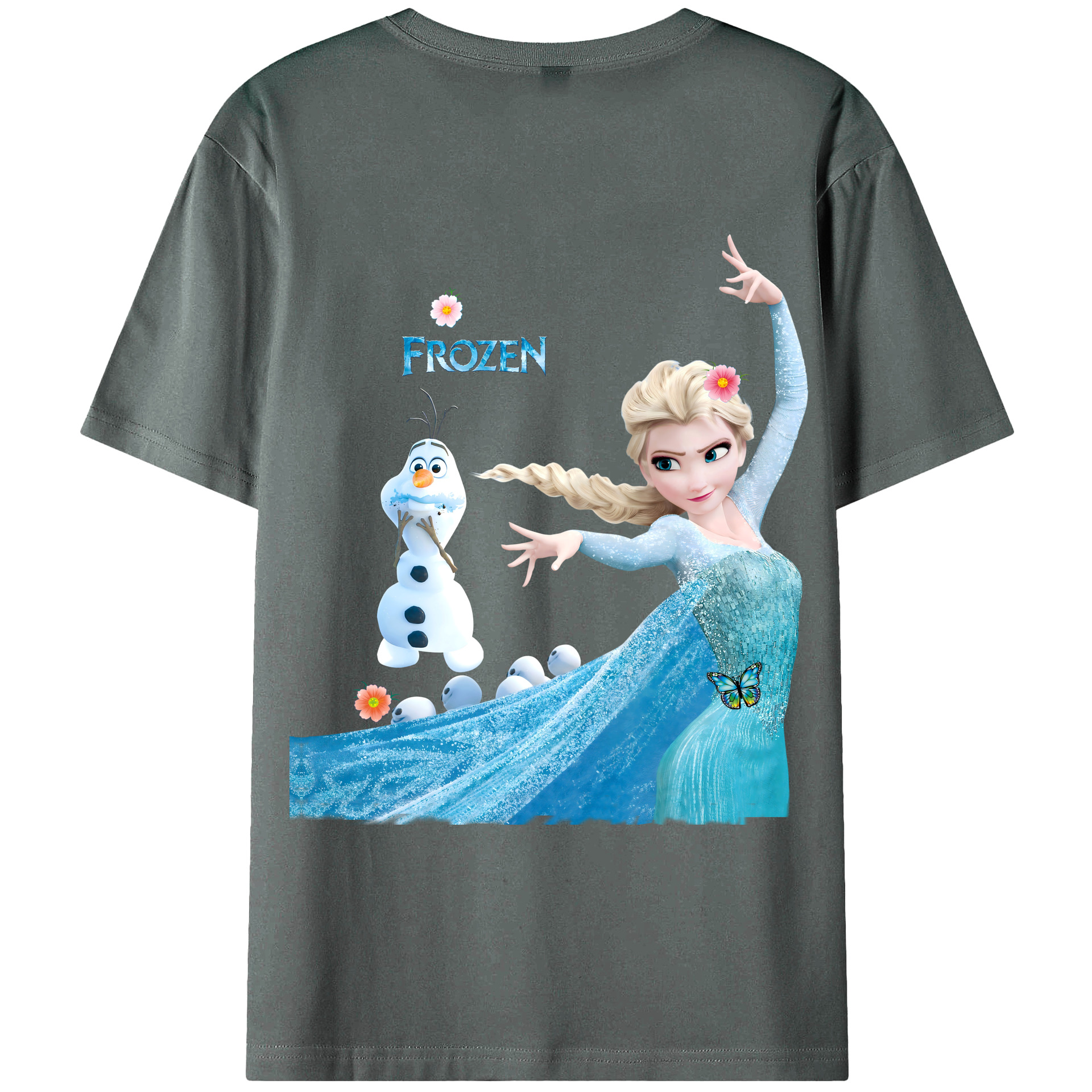 （画像用） アナと雪の女王 アンナ エルサ Frozen Anna Elsa 綿100％ メンズ半袖Tシャツ（バックプリント） 通気性